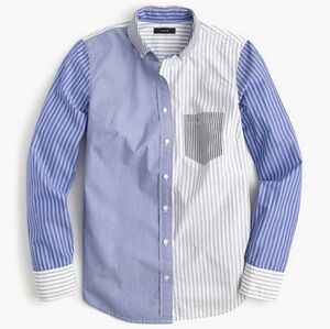 J. Crew Mixed Stripe Boyfriend Button-Down Shirt – Long Sleeve, Size 0